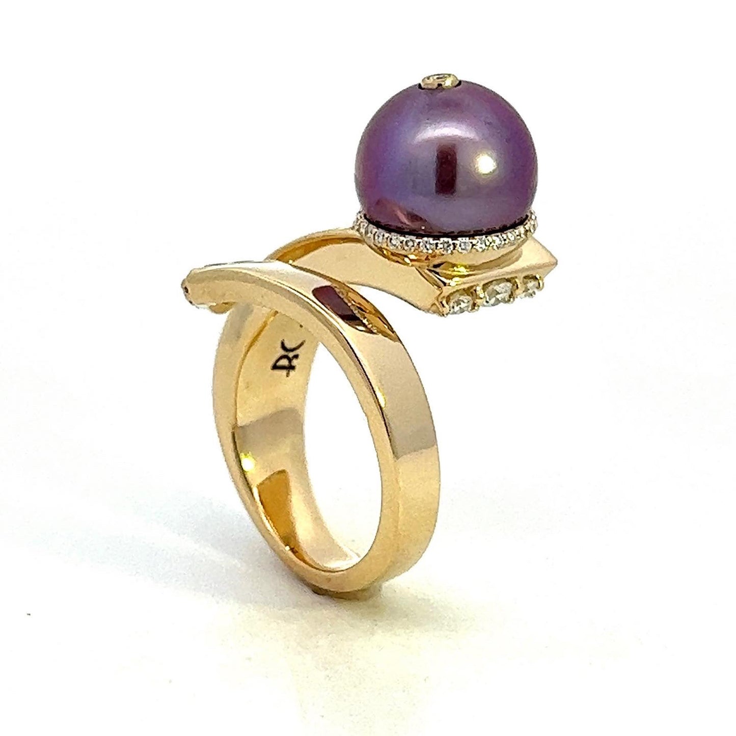 Purple freshwater pearl ring
